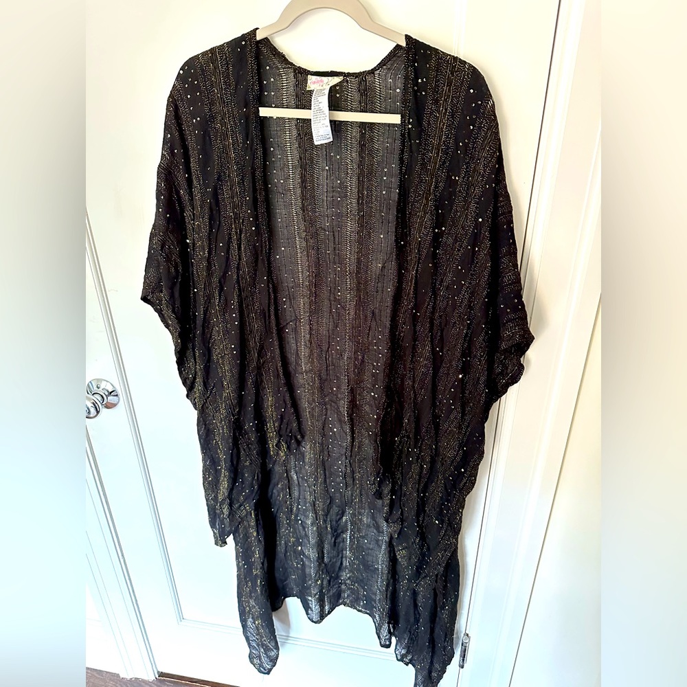 Free People Black Sparkle Duster